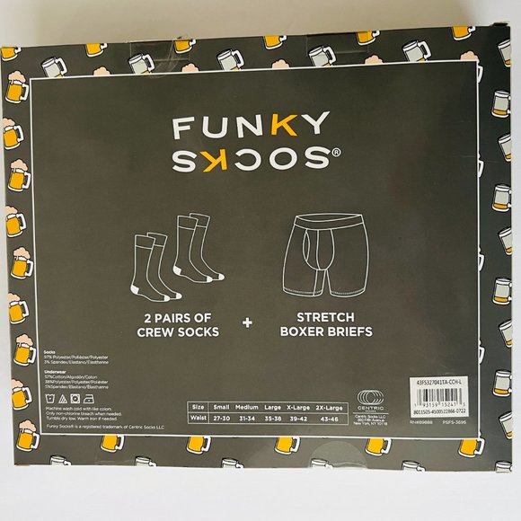 FUNKY SOCKS Men's Boxed Gift Set Crew Socks & Boxer Briefs Size Large - Picture 3 of 3